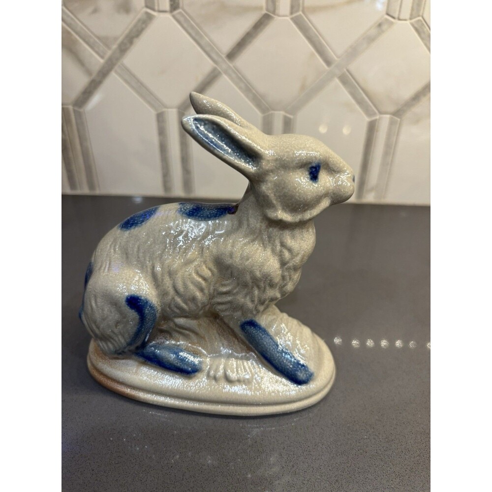 Beaumont Brothers Pottery Salt Glaze Rabbit Bunny Figurine 6" Tall Hand Painted
